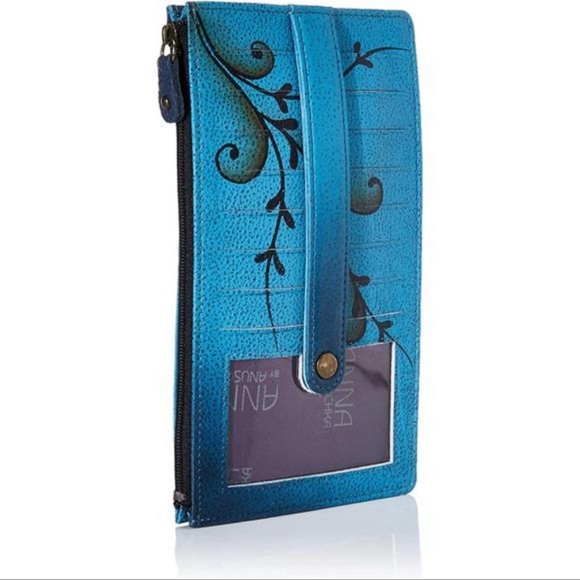 Anna by Anuschka Hand Painted Genuine Leather Organizer Wallet Paisley Floral - Picture 2 of 10